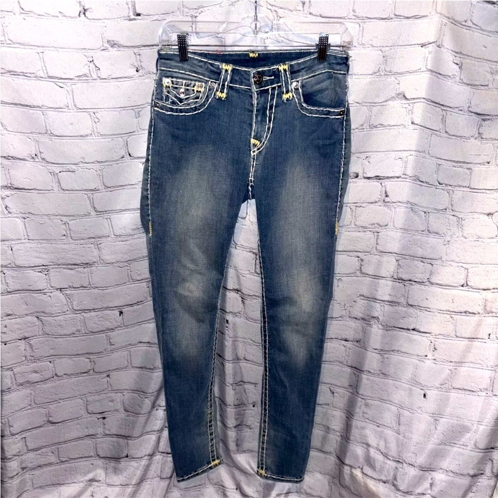 True Religion Jenny Curvy Skinny Stretch Medium Wash Denim Jeans Women’s Size 27